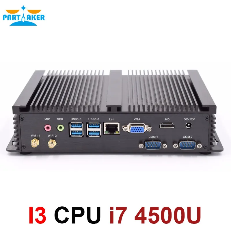 Partaker I3 Mini Computer Fanless Mini PC Windows 10 Core i3 7167U i5 4200U  2*RS232 industrial PC Rugged PC