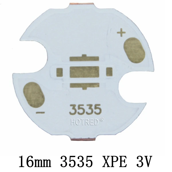 10 шт. 20 мм Cooper PCB Cree XPG XPG2 XPE XPE2 XML XML2 XHP50 XHP70 MKR 4 шт. 3535 светодиодный XPE XTE 6 в/12 В светодиодный радиатор 16 мм медная печатная плата - Испускаемый цвет: 16mm 3535 XPE 3V
