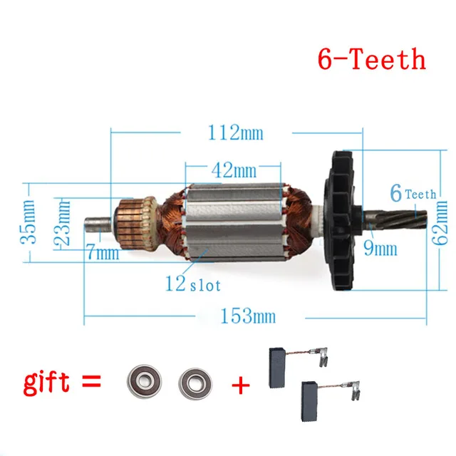 AC220V-240V Armature Rotor Anchor Motor for BOSCH GBH2-26 GBH2-26E/RE/DE GBH2-26DRE GBH2-26DFR GBH2600 6-Teeth
