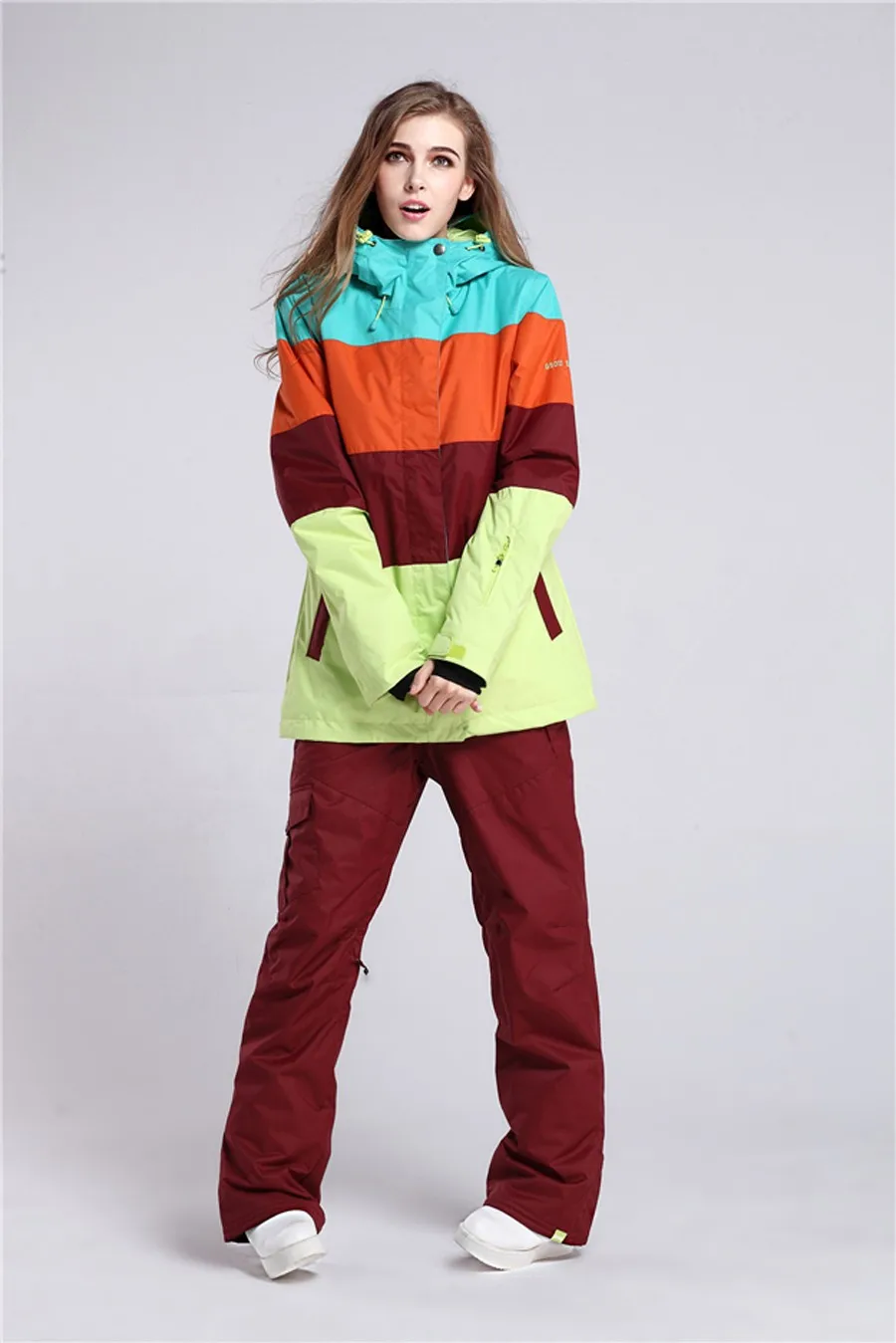 Лыжная куртка+ брюки женский лыжный костюм зимний теплый плотный зимний спортивный водонепроницаемый дышащий сноуборд наборы