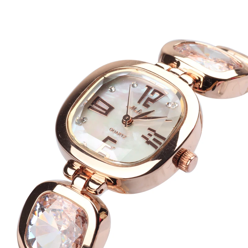 Fashion lady Women s wrist watch Retro vintage Crystal bracelet rhinestone Dress Shell hours Girl Birthday