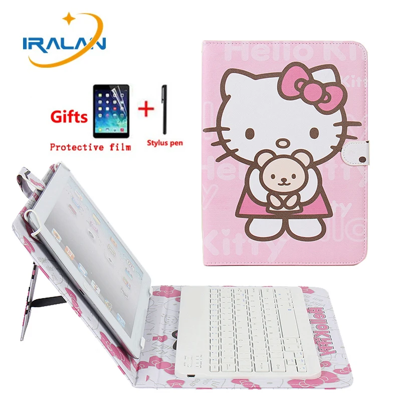 

Wireless Bluetooth Keyboard Case For iPad mini 1 2 3 4 7.9 inch New Clamshell Cute Cartoon Stand Leather Cases Tablet Cover+pen