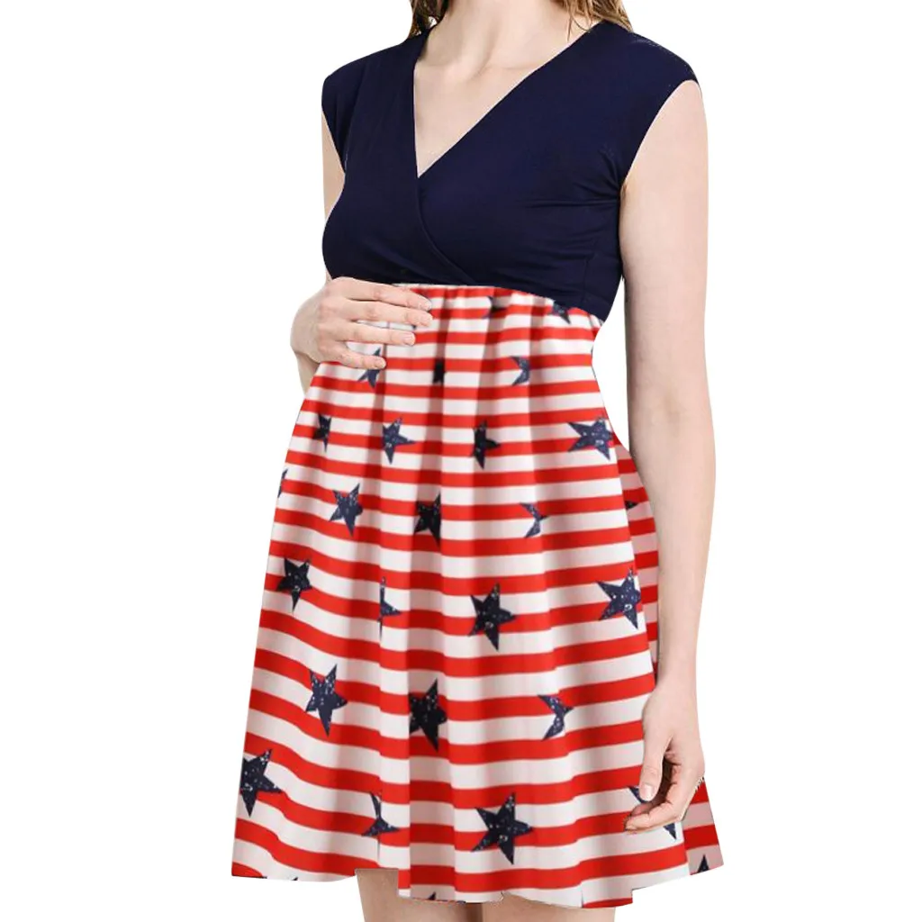 

SAGACE Women T-shirt Women Pregnant Maternity Sleeveless Blouse Print Clothes pregnancy dress cotton nursing dress summer short