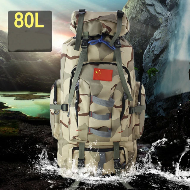 

80L Large Capacity Tactical Military Lightweight Waterproof 600D Camouflage Backpack Outdoor Hiking Backpack Mountain Army Bag