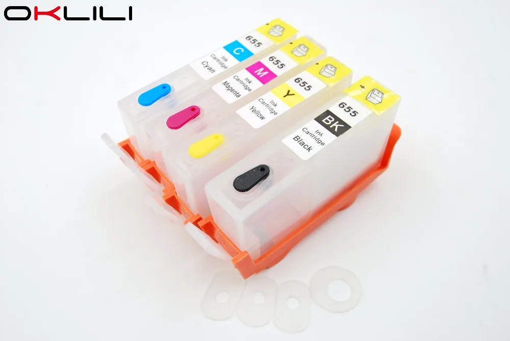 

4PC 655 HP655 C M Y BK Refillable Ink Cartridge with ARC chip for HP Deskjet Ink Advantage 3525 4615 4625 5525 6520 6525 6625