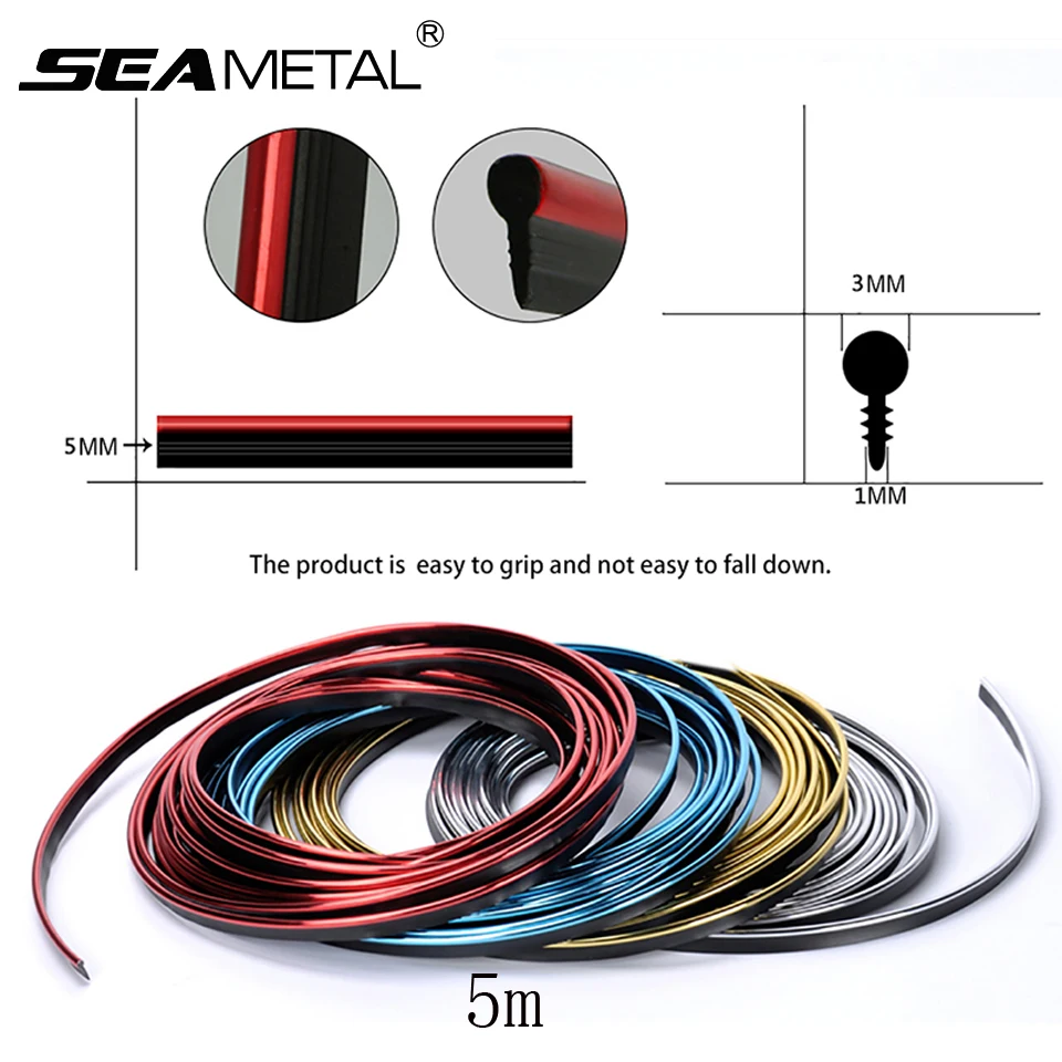 

5m Car Styling Interior Decoration Strips Moulding Trim Auto Dashboard Door Edge Strip Universal 3/5m Decor Stickers Accessories