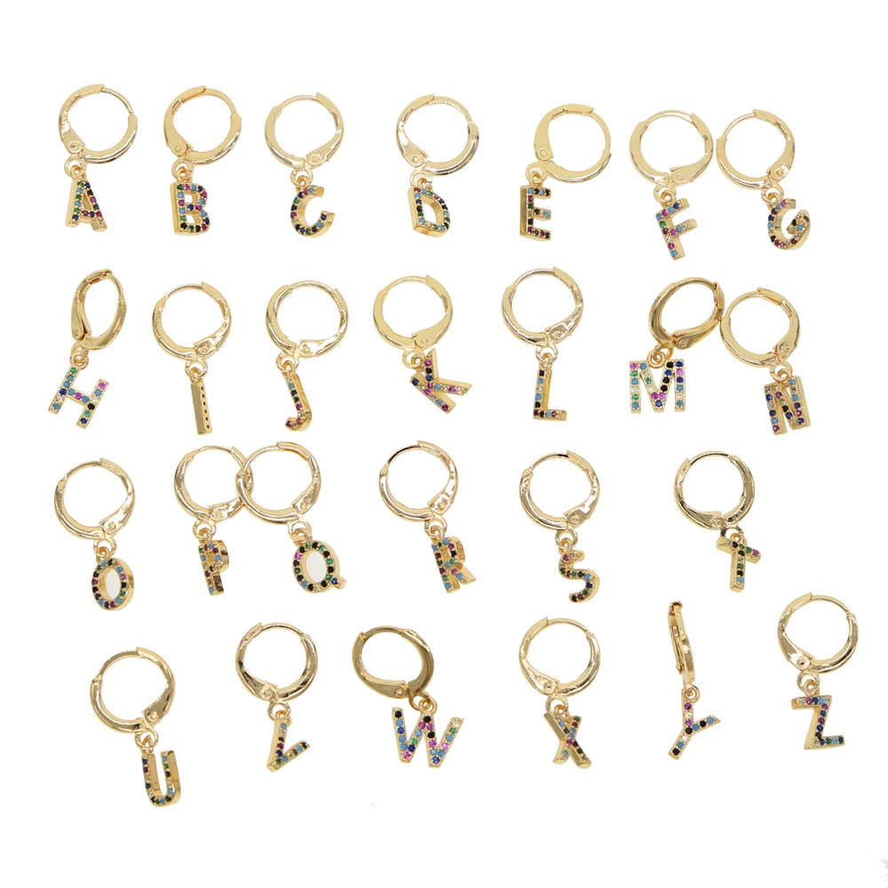

A-Z 26 Letter Earrings Alphabet Initial Gold Color Initial Earring charm drop design Jewelry Letters for Women Gir