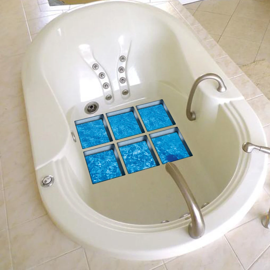12PCS 3D Effect Waterproof Anti-slip Bathtub Stickers Safety Bath Shower Treads for Bathroom