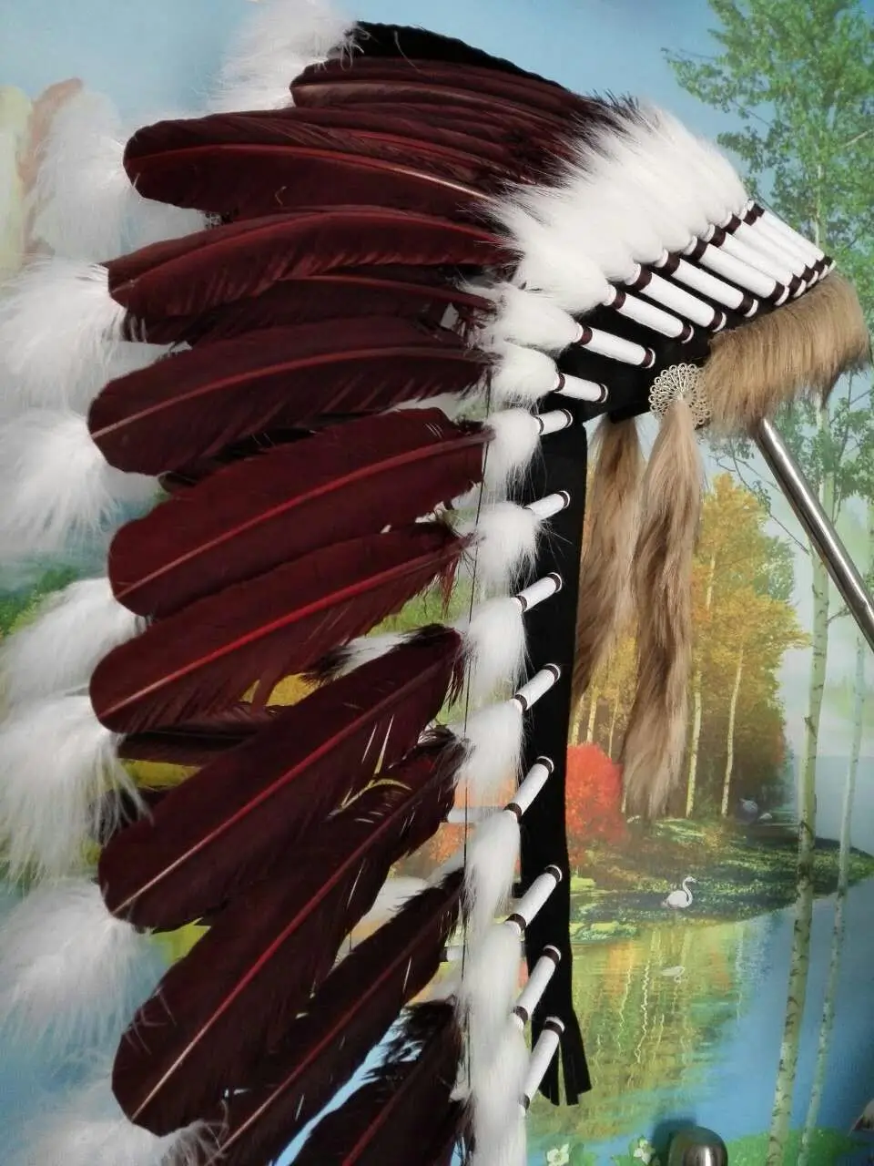 Brown Feather Headdress Headpiece Feather Costumes 28" High Halloween