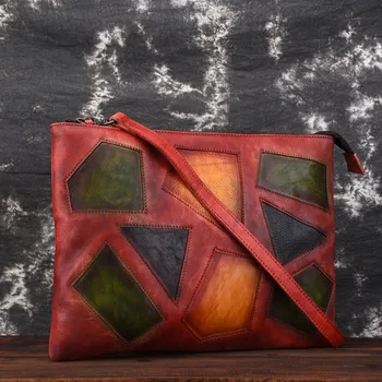 

Original Designer Brand New Genuine Cow Leather Women's Handbags Panelled Cowhide Soft Retro Crossbody Messenger Day Clutche Bag