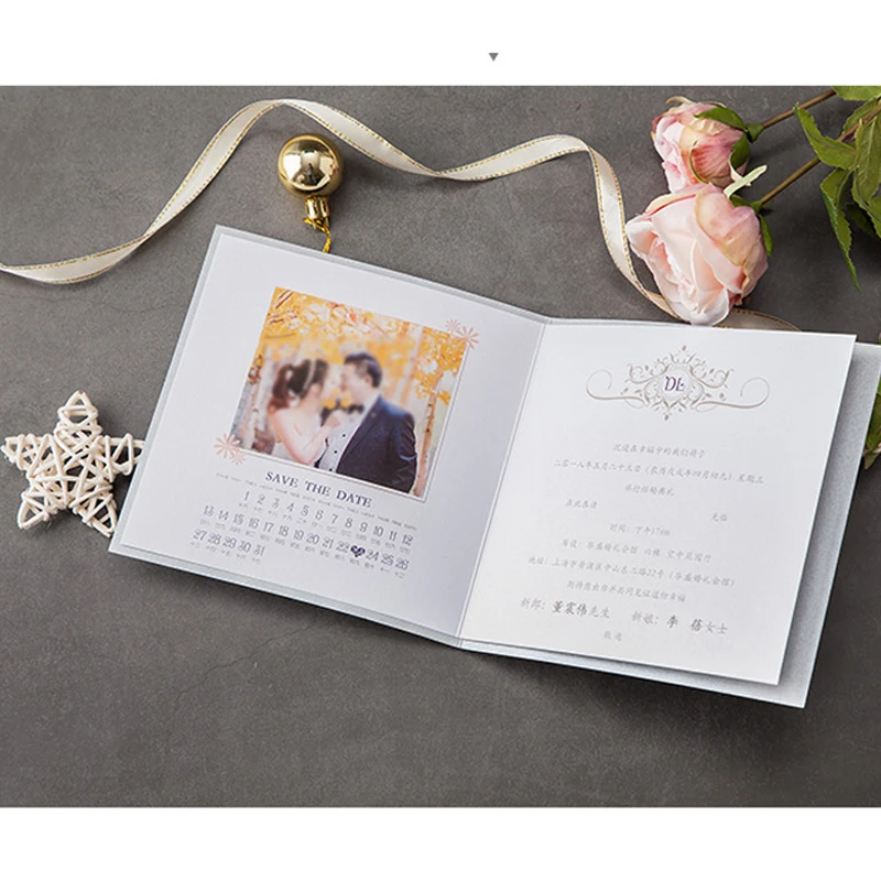  New quality embossed carving paper inviation cards+Rhinestone Brooch loyal invitation letter weddin - 32923283287