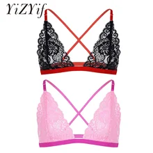 Мужское нижнее белье SISSY цветочное прозрачное бра мягкие регулируемые бретельки на бретельках сзади крест-накрест без косточек без подкладки дышащий Бралетт