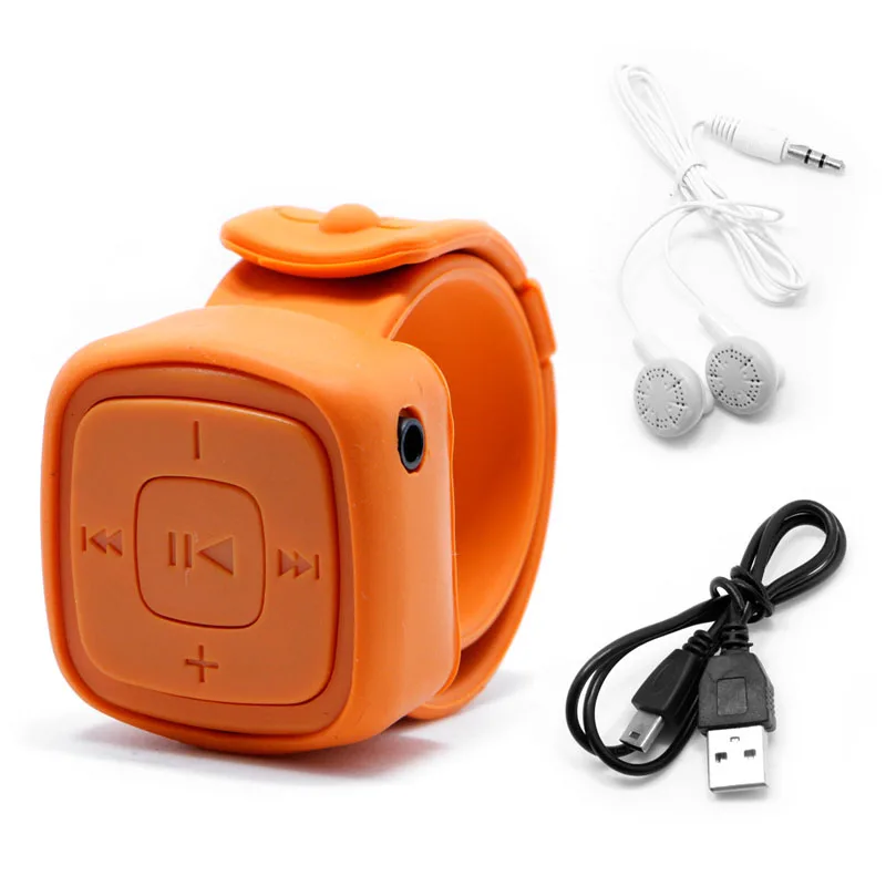 Наручные часы USB MP3 музыкальный плеер Поддержка 32 ГБ Micro SD TF карта+ наушники - Цвет: Оранжевый