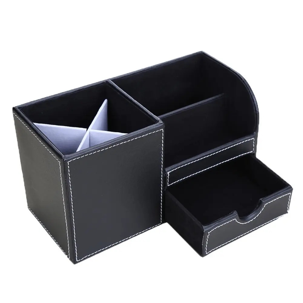  1pcs PU Leather Multi-function Desk Stationery Organizer Storage Box Pen/PencilCell phone Business 
