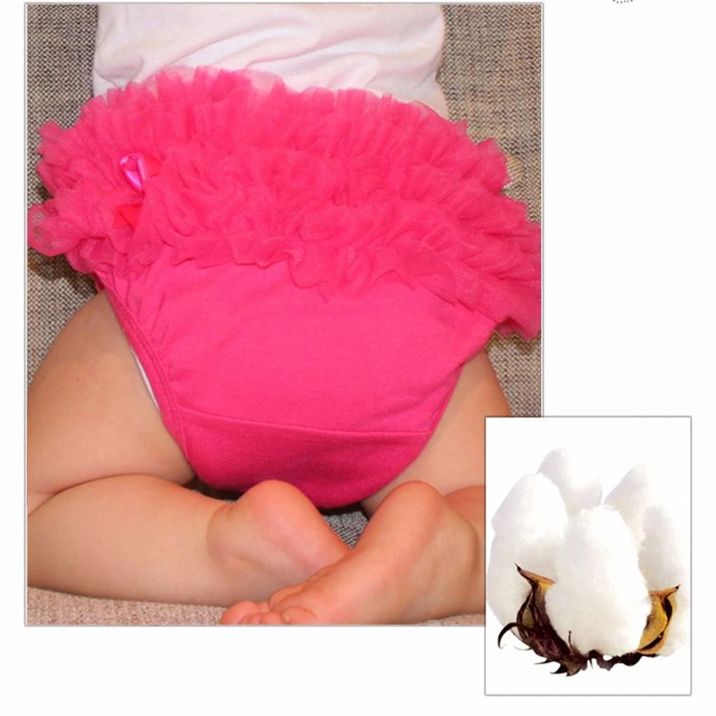 Newborn Baby Girl 3-24M Cotton Lace Ruffle Nappy Diaper Cover Bloomers Panties - Black/ White/ Rose red Optional