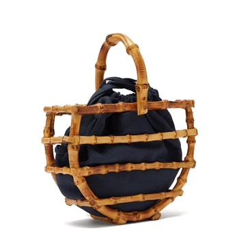 

Holidays Women's bamboo Handbags Ladies Fashion Beach Top Handle Tote Purse Female Summer Hollow Bags High Quality