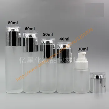 

30ml/40ml/50ml clear frosted Bottle With shiny silver acrylic lotion pump,for lotion/essential oil/liquid cream,cosmetic bottle