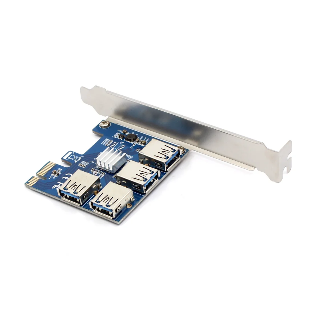 60 см PCIe 1 до 4 PCIe 16X Riser Card PCI-E 1X до 4 USB 3,0 PCI-E Riser Adapter port Multiplier Card для BTC Bitcoin Miner Mining