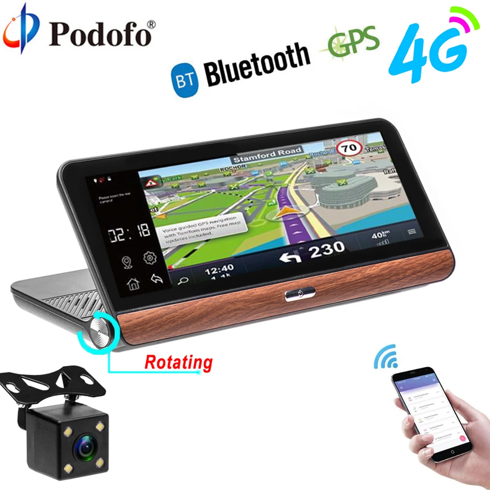 

Podofo Car DVR GPS Navigation Dashcam 7.84" Android Dash Cam Bluetooth WIFI Touch Automobile DVRs Rearview Camera Video Recorder