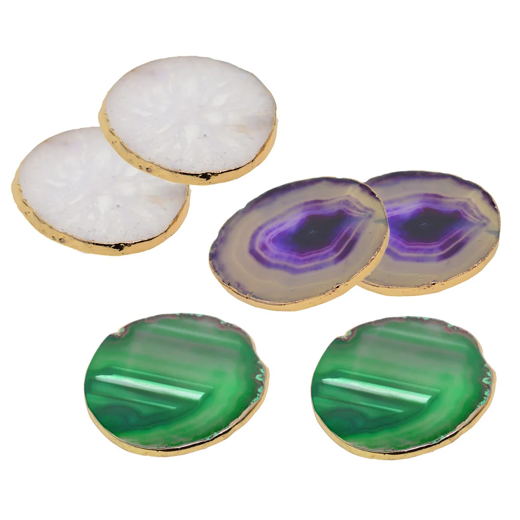 6 штук Красочные настоящий Агат 60-80 мм кварцевые хрустальные кулоны для самостоятельного изготовления ювелирных изделий Ремесла белый+ зеленый+ фиолетовый