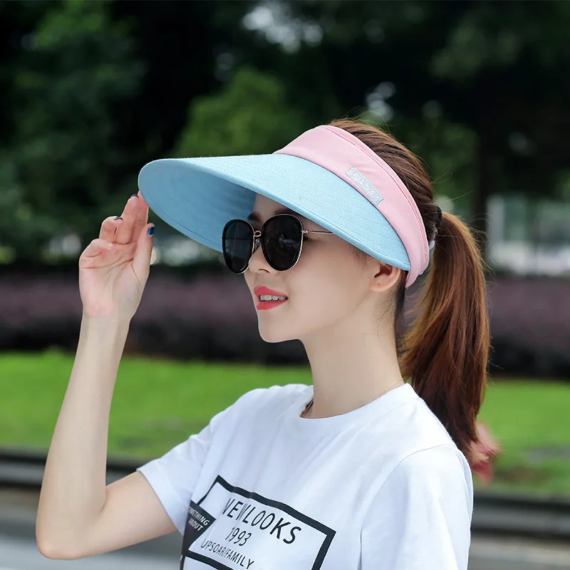 Спортивные пустых Top hat гольф теннисный козырек шляпа Бейсбол взрослых Кепки s Для женщин Регулируемый Размеры открытый Кепки отдыха Sun под управлением шляпа - Цвет: Pink and Blue