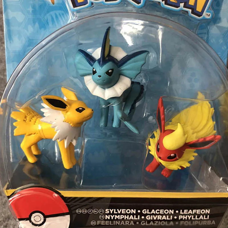 TAKARA TOMY POKEMON Eevee Vaporeon Jolteon Flareon Espeon Umbreon Leafeon Glaceon экшн-фигурка коллекция игрушек для детей - Цвет: with retail box