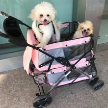 29%, Double-layer Folding Pet Trolley for Puppy Outdoor Portable Four-wheeled Pet Stroller Cat Dog Carrier 25kg Bearing