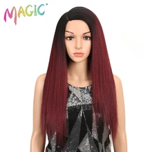 MAGIC Hair Synthetic Wigs For Black Women 28 Inch 70CM Heat Resistant Fiber Hair Long Ombre Brown Yaki Straight Lace Front Wig MAGIC Hair Synthetic Wigs For Black Women 28 Inch 70CM Heat Resistant Fiber Hair Long Ombre Brown Yaki Straight Lace Front Wig