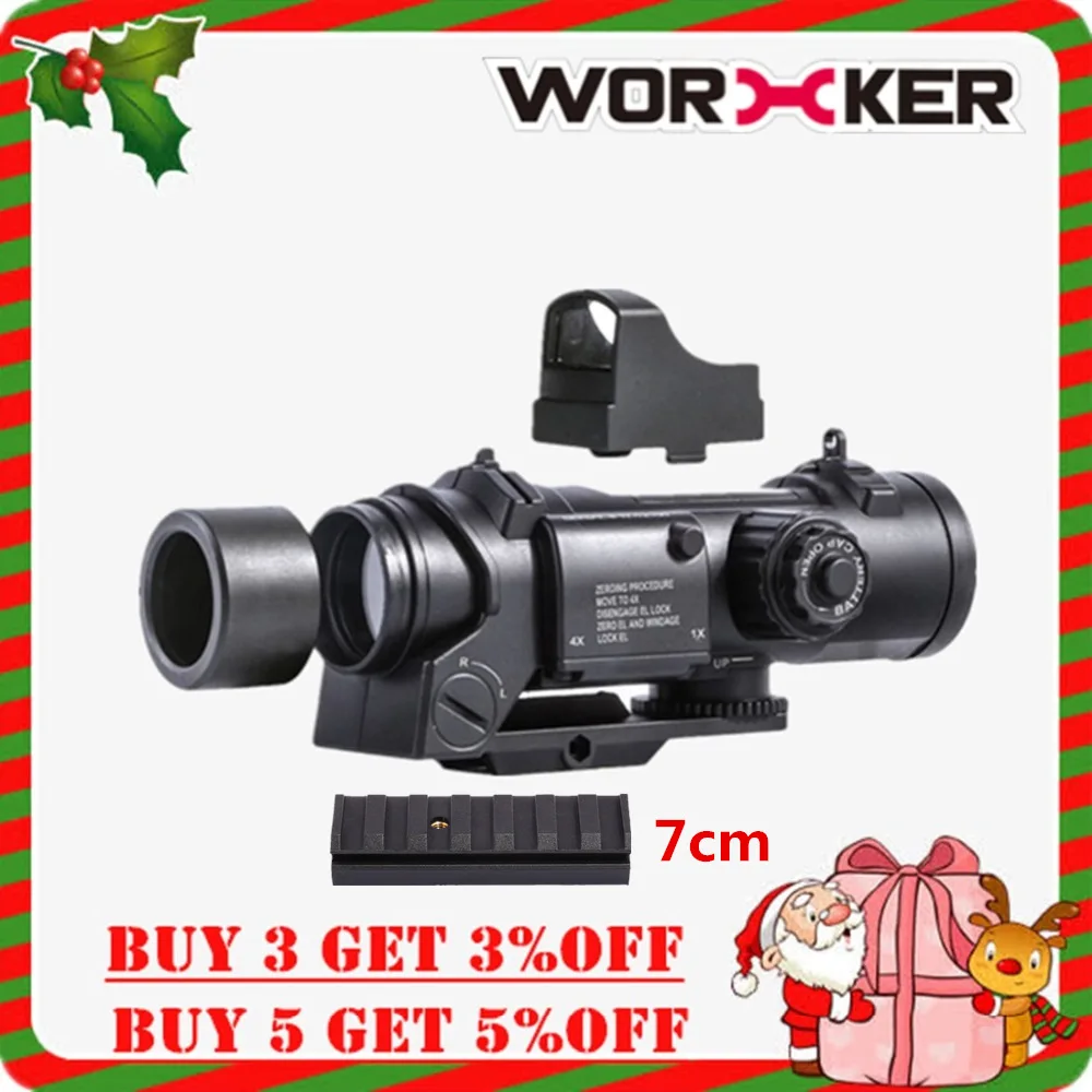 

New Practical Military 6x Scope Sight Kit with 7cm long 21mm Wide Nylon Top Rail, for Nerf blaster toywith 18mm Width Rail Black