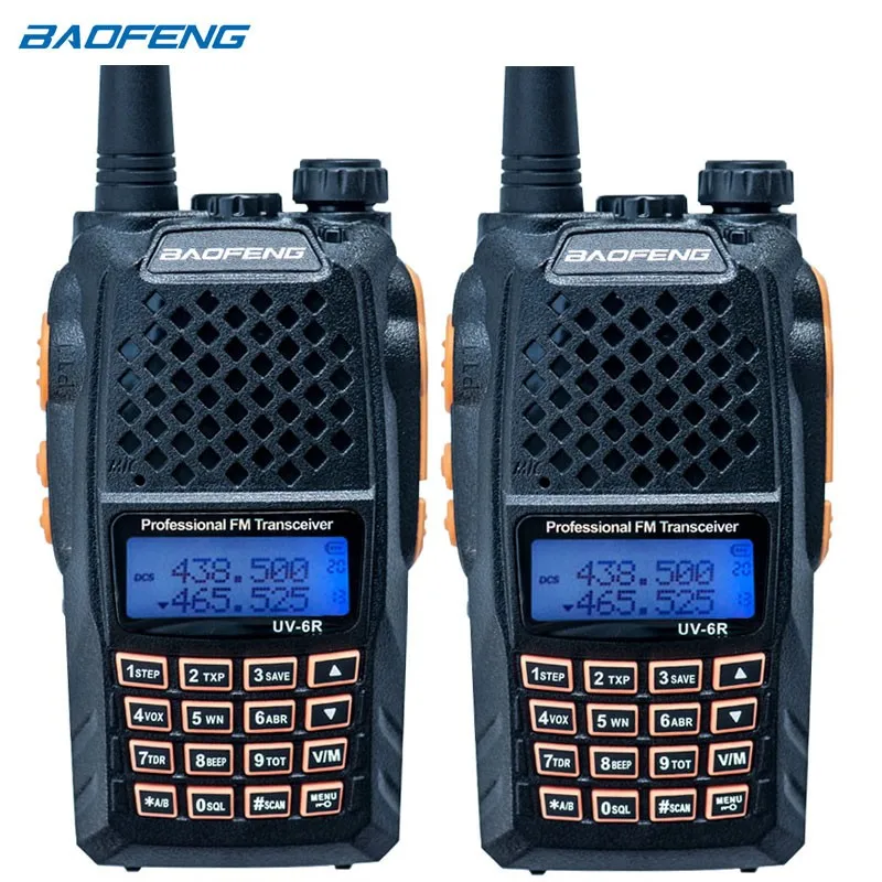 

2PCS UV-6R walkie-talkie Professional CB radio Dual band 128CH LCD display Wireless UV6R portable two way radio