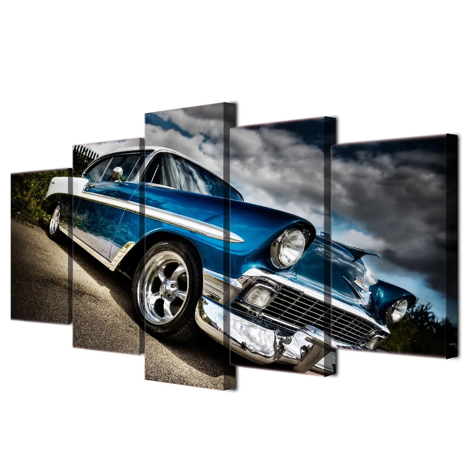 Модульные картины настенные художественные Плакаты HD печатные 5 шт. автомобиль Chevrolet Bel Air холст картина украшение дома гостиная рамки