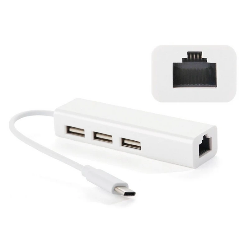 Trumsoon USB C Type C to Ethernet Adapter USB2.0 Hub 3 Ports RJ45 Network Card Lan Adapter for Macbook Chromebook Trumsoon USB C Type C to Ethernet Adapter USB2.0 Hub 3 Ports RJ45 Network Card Lan Adapter for Macbook Chromebook