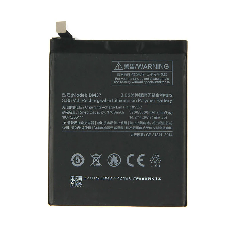 100% Новый аккумулятор для телефона BM37 Xiaomi Mi 5s Plus 3800 мАч Сменный мобильного с