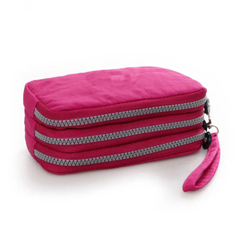 

3 Zippers Wallet Women 2019 Canvas Coin Purse Cards Keys Wallets High Capacity Multi-layered Purses and Handbags Portefeuilles