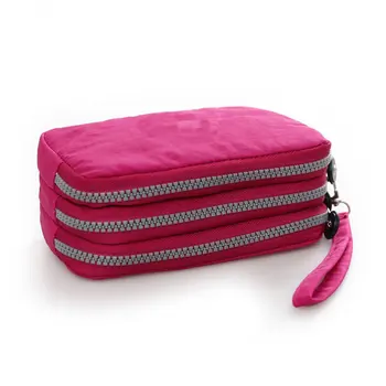

3 Zippers Wallet Women 2019 Canvas Coin Purse Cards Keys Wallets High Capacity Multi-layered Purses and Handbags Portefeuilles