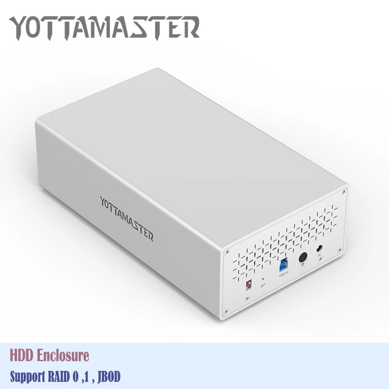 

Yottamaster Tool Free Aluminum 2 Bay USB3.0 Raid Hard Drive Enclosure 5Gbps SATA3.0 for 3.5 inch HDD Support 20TB & UASP HDD Box