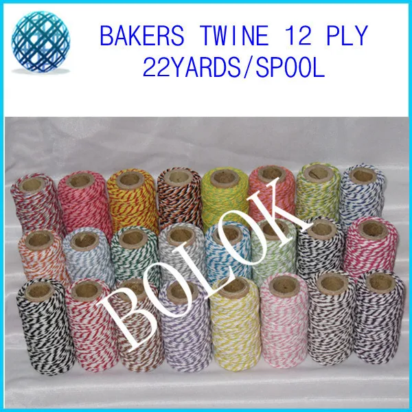 

free shipping Bakers twine (22yard/spool) 10pcs/lot double color cotton twine cord 2mm used in gift packing 36 kind color