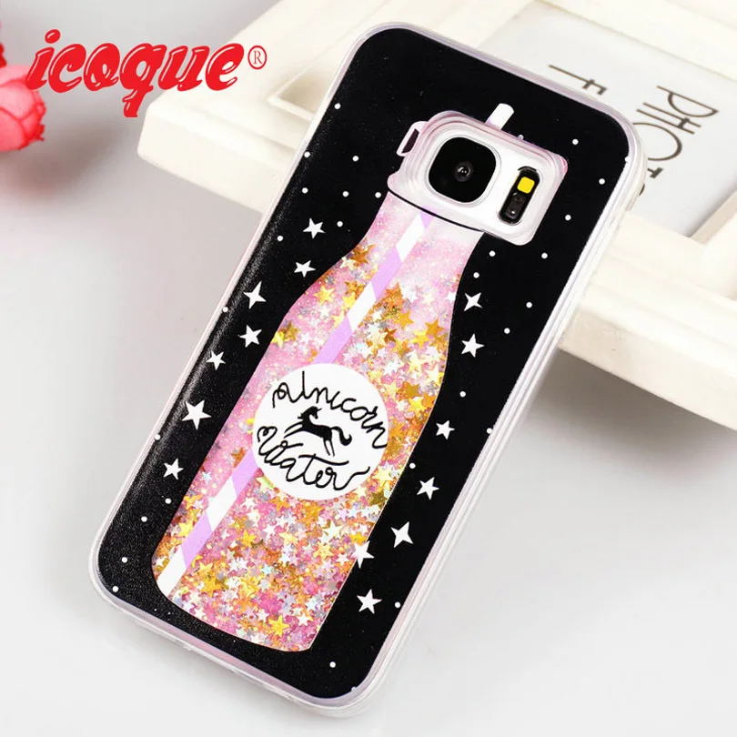 ICOQUE Cases For Samsung Galaxy S7 Case Glitter Liquid Girl Cute Luxury