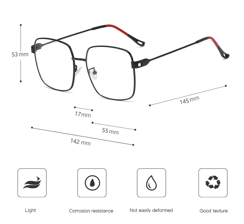 Квадратная большая оправа простые очки оправа для мужчин и женщин Оптические модные компьютерные очки 45829