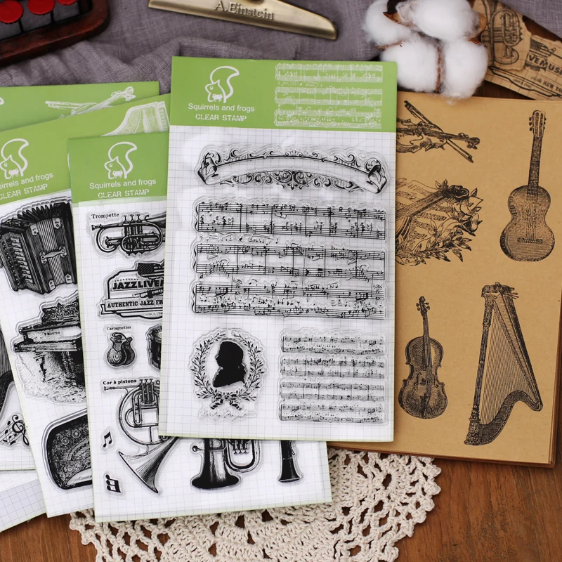 

1pc Transparent silicone seal DIY retro Music Jazz Mozart piano String material clear stamps Office Supplies