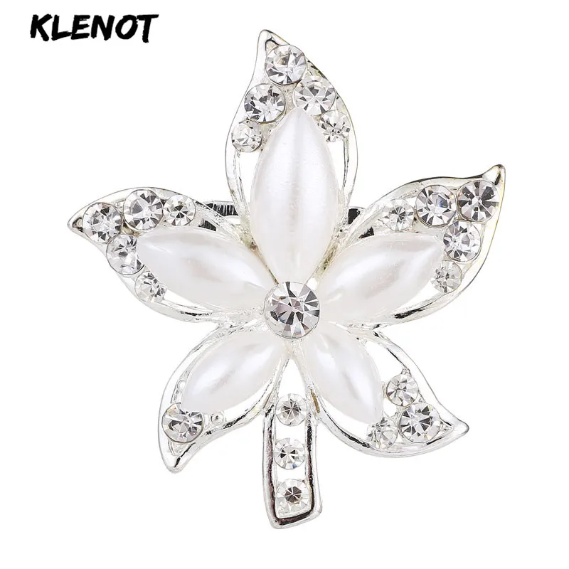 Элегантная жемчужная брошь в виде кленового листа булавка из горного хрусталя