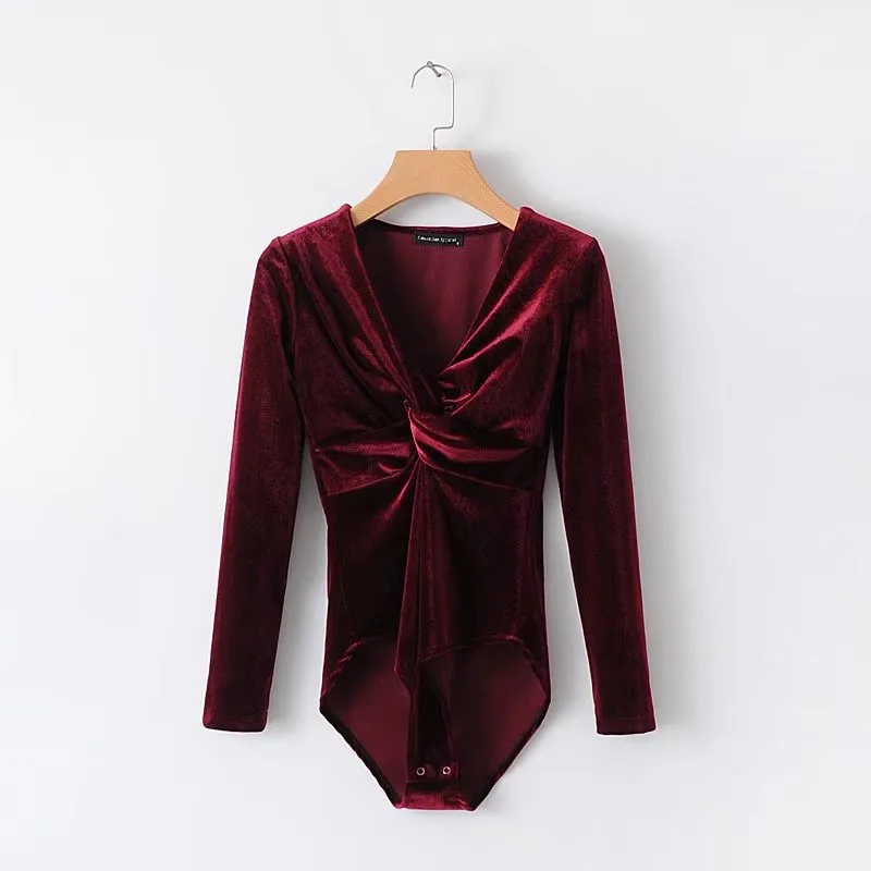 vintage 1950s velvet bodysuit women jumpsuit velour sexy cross deep v