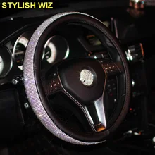 Bling Bling di Cristallo Di Diamante Auto Volante Coperture Strass In Pelle Auto Volante Copertura Della Ruota Auto Accessori Interni