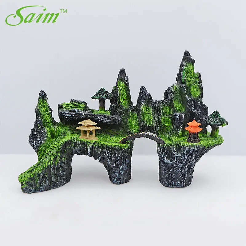 

Saim Simulation Rockery Decorative Aquarium Mountain View Aquarium Rocks Hiding Cave Stone Plants Fish Tank Ornament Decoration