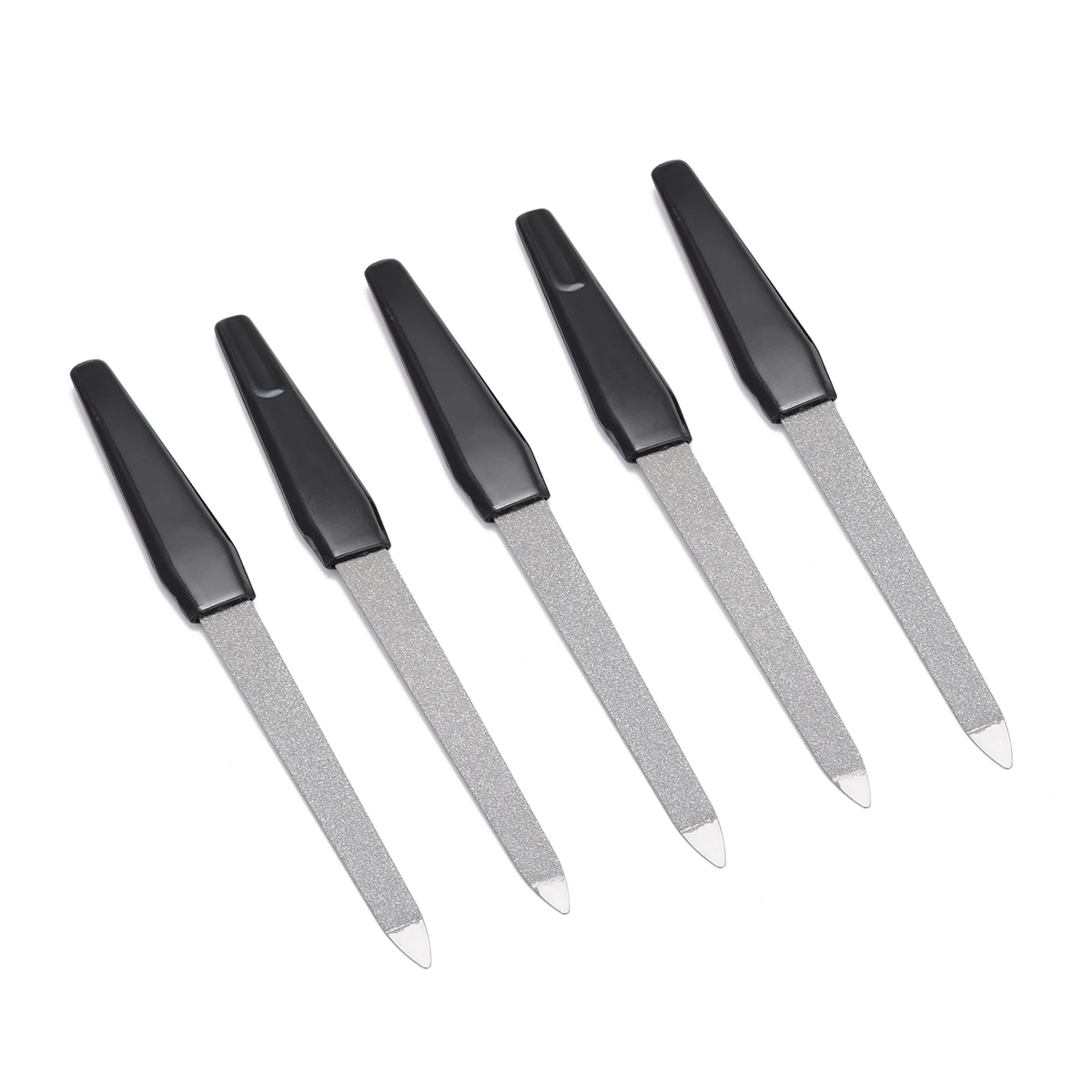 Mayitr 5 шт. металлическая двухсторонняя пилочка для ногтей с пластиковой ручкой, высококачественные пилочки для ногтей, профессиональные инструменты для маникюра и педикюра