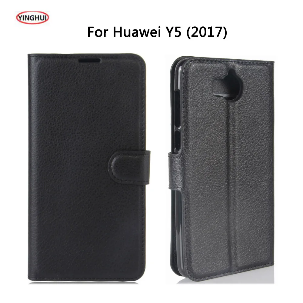 

YINGHUI For Huawei Y5 2017 Case Luxury PU Leather Back Coque Case For Huawei Y5 (2017) Case Flip Protective Phone Cover Bag Capa