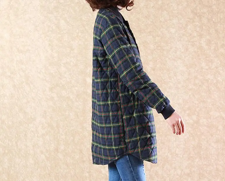Coton Yards Nouveau D'hiver Lâche rouge Vert Rembourré Femmes 3xl 2019 Plaid Long Loisirs Chaude Grand Mode Manteau M Col Veste XqwzZx4f1R
