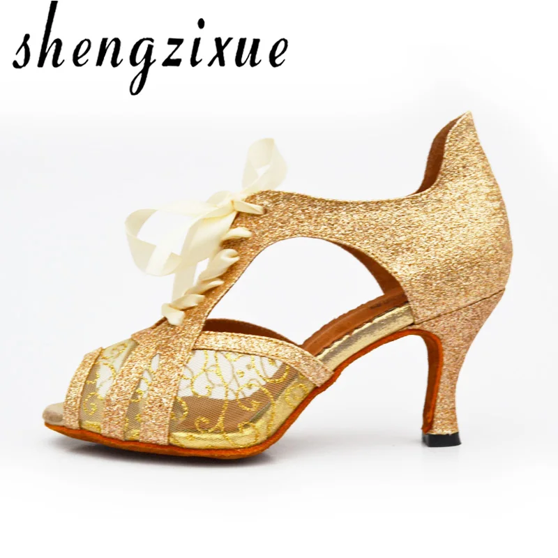 Женские сандалии shengzixueGirl блестящие туфли из искусственной кожи с блестками для