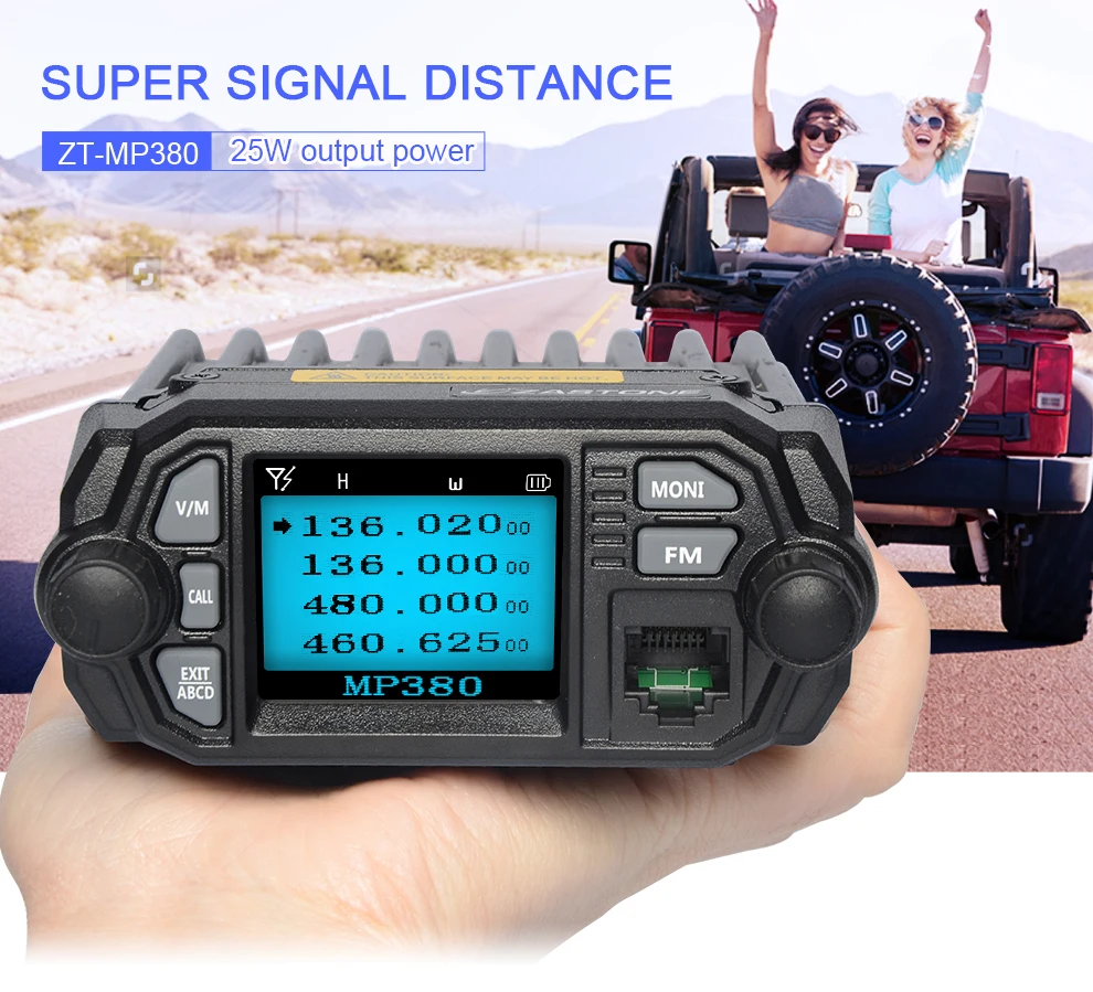Портативная рация Zaston MP380 VHF 136-174MHz UHF 400-480MHz Двухдиапазонная Мобильная радиостанция, Дальняя дальность, автомобильная Мобильная радиостанция, приемопередатчик