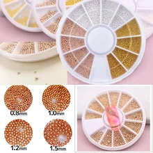 1 коробка розового золота Икра бисер/0,8-1,5 мм/бусины для ногтей/гвоздь микробусины/розовое золото ногтей Стразы смешанные жемчуг, HGHG6766878764